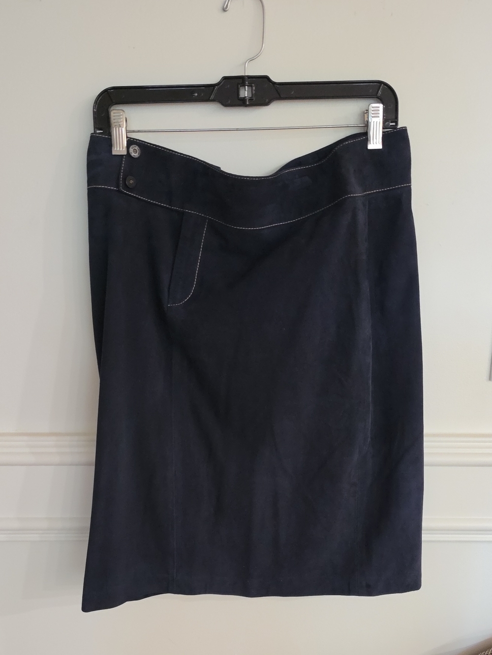 Ralph Lauren Navy Suede Pencil Skirt